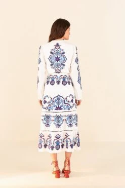 Farm Rio Off-White Navy Embroidered Midi Dress 9 Farm Rio Off-White Navy Embroidered Midi Dress -Farm Rio Shoop 298412 04