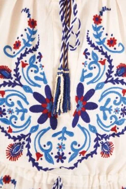 Farm Rio Off-White Navy Embroidered Midi Dress 10 Farm Rio Off-White Navy Embroidered Midi Dress -Farm Rio Shoop 298412 05