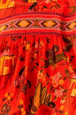 Red Secret Garden Organic Cotton Blouse -Farm Rio Shoop 299824 05