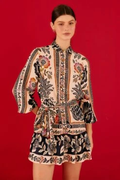 Farm Rio Romantic Garden Lenzing™ Ecovero™ Viscose Mini Dress