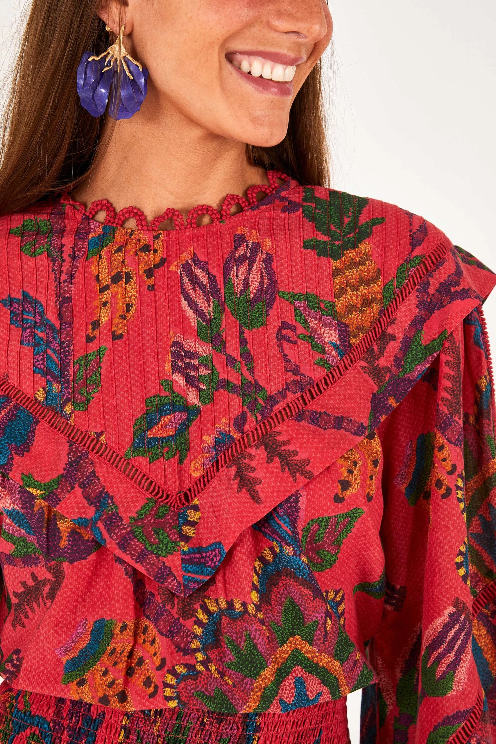 Farm Rio Red Sunset Tapestry Mini Dress 3 Farm Rio Red Sunset Tapestry Mini Dress - Image 3