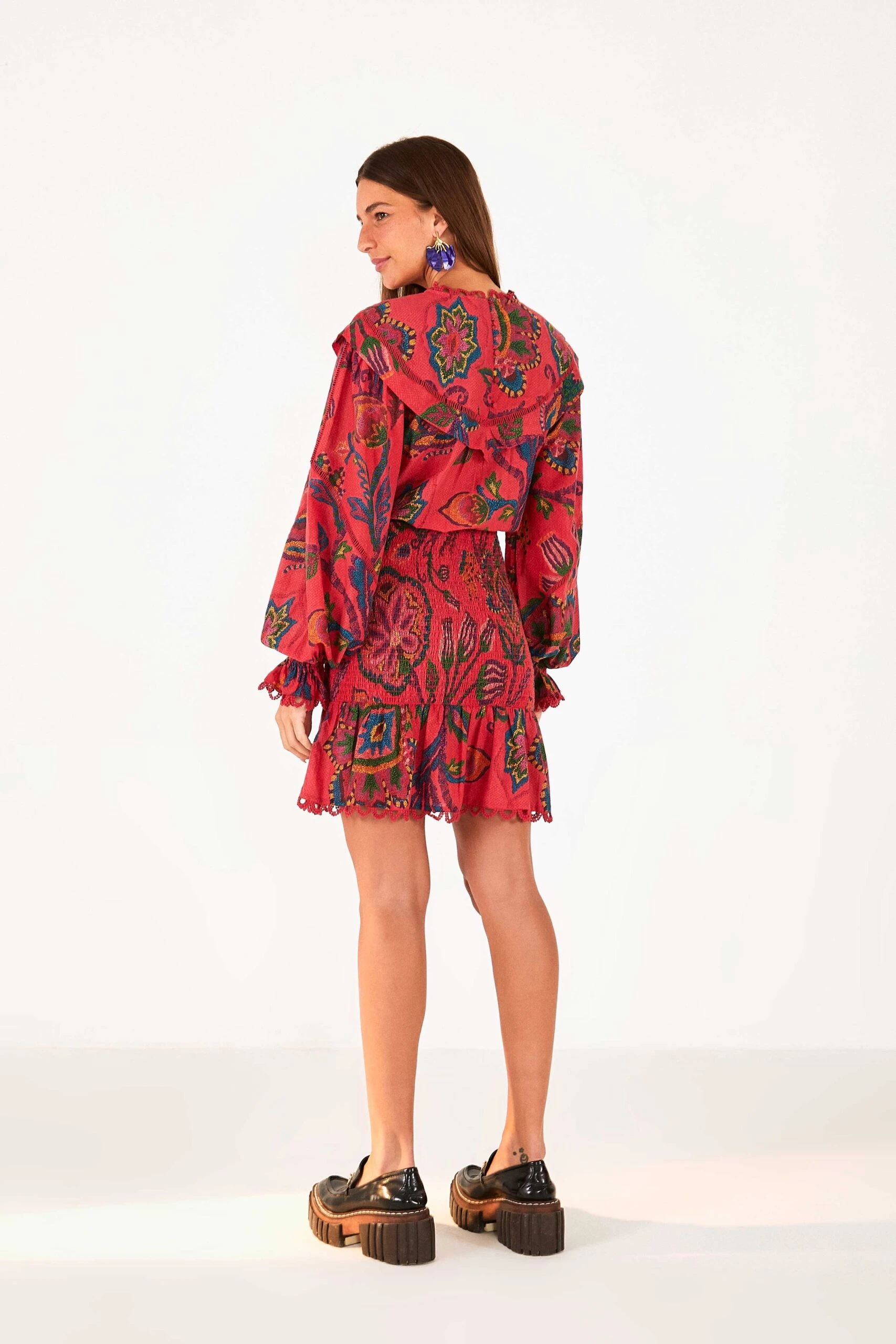Farm Rio Red Sunset Tapestry Mini Dress 4 Farm Rio Red Sunset Tapestry Mini Dress - Image 4