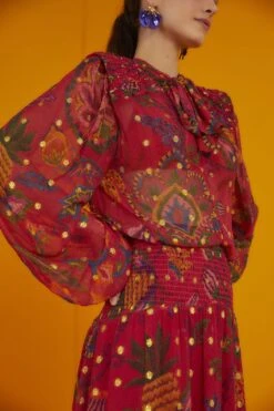 Farm Rio Red Sunset Tapestry Embroidered Maxi Dress -Farm Rio Shoop 301808 04 1