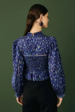 Farm Rio Blue Leopard Pop Blouse -Farm Rio Shoop 301831 03