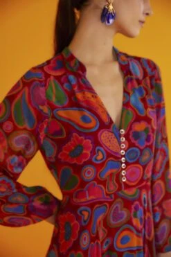 Farm Rio Red Lisa Sheer Midi Dress -Farm Rio Shoop 301903 02