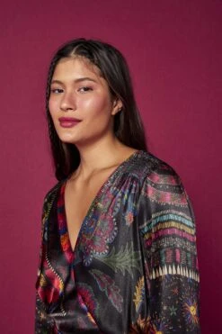 Farm Rio Black Mixed Scarves Mini Dress -Farm Rio Shoop 301909 03 1