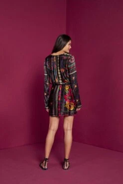 Farm Rio Black Mixed Scarves Mini Dress -Farm Rio Shoop 301909 04