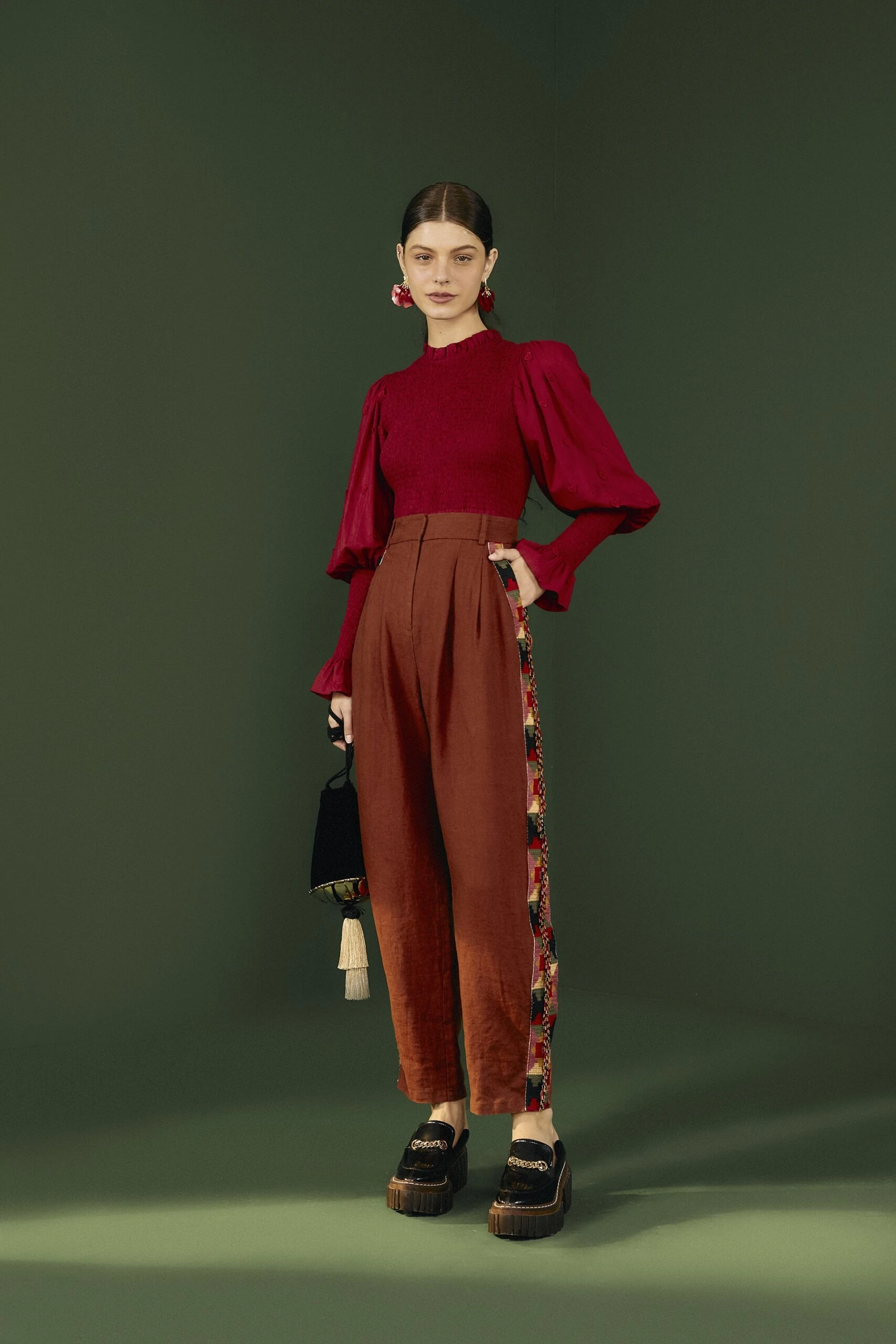 Farm Rio Burgundy 3D Hearts Blouse 1 Farm Rio Burgundy 3D Hearts Blouse