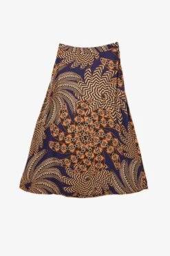 Farm Rio Navy Yawanawa Vanahu Lenzing™ Ecovero™ Viscose Midi Skirt -Farm Rio Shoop 302327 04