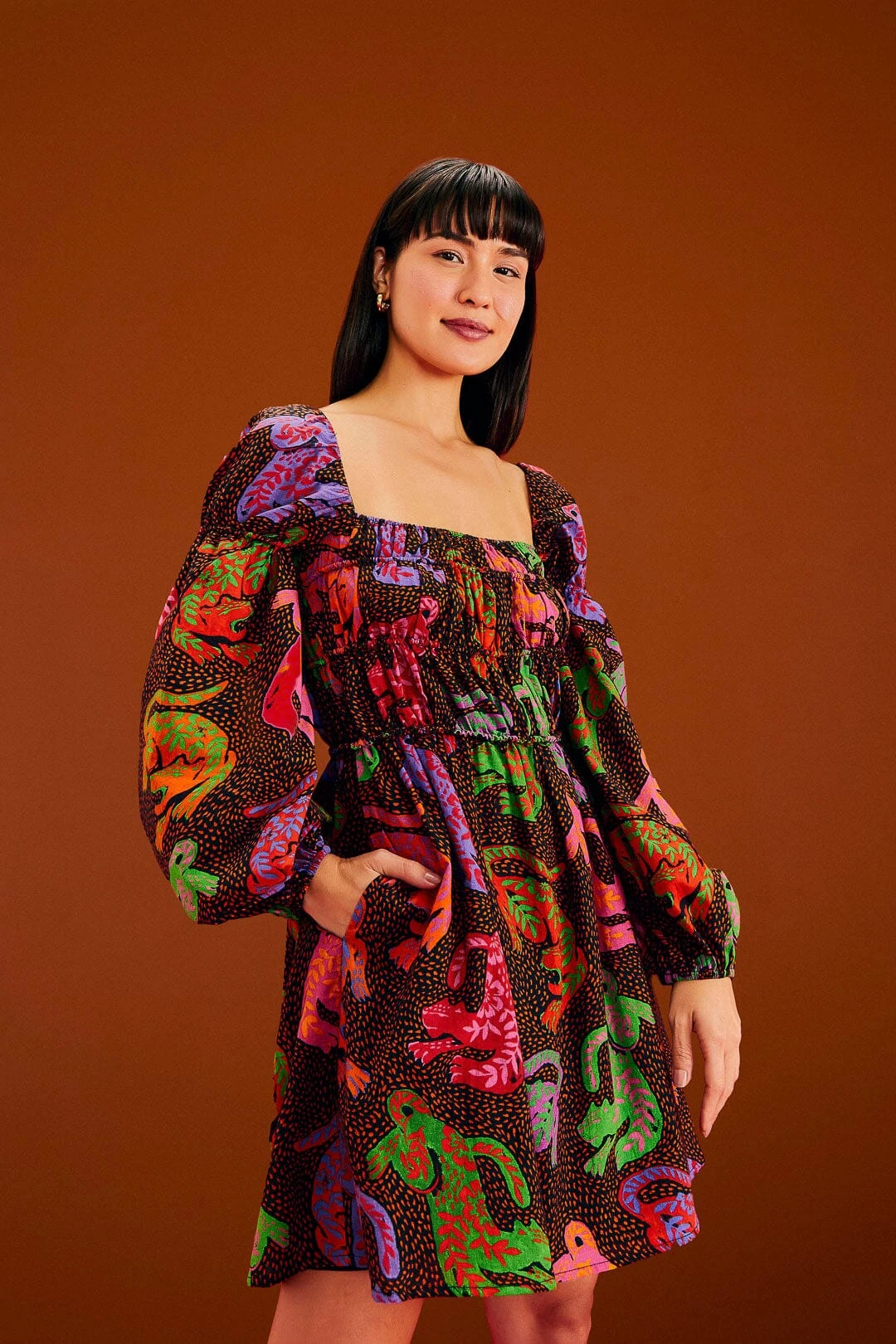 Farm Rio Black Wild Leopards Mini Dress 1 Farm Rio Black Wild Leopards Mini Dress