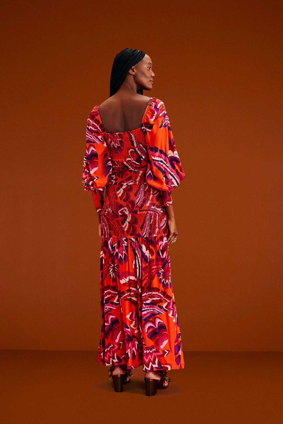 Farm Rio Orange Chevron Forest Maxi Dress 2 Farm Rio Orange Chevron Forest Maxi Dress - Image 2