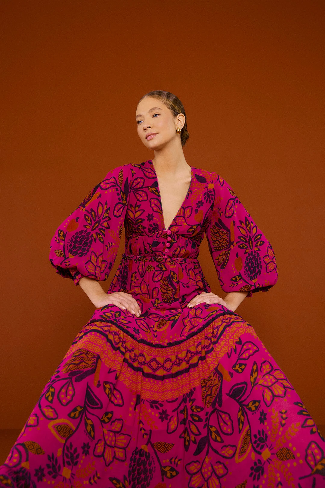 Farm Rio Pink Macaw Forest Maxi Dress 1 Farm Rio Pink Macaw Forest Maxi Dress