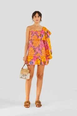 Farm Rio Flowers Garden One Shoulder Mini Dress -Farm Rio Shoop 303791 01