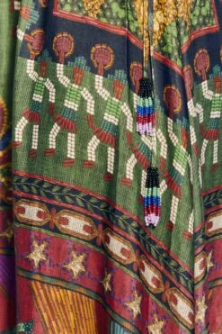 Farm Rio Shiny Mixed Scarves Cut Out Midi Dress -Farm Rio Shoop 303802 05