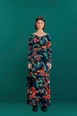 Farm Rio Black Chevron Forest Lenzing™ Ecovero™ Viscose Dress -Farm Rio Shoop 303809 02