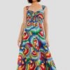 Farm Rio Chevron Toucans Midi Dress