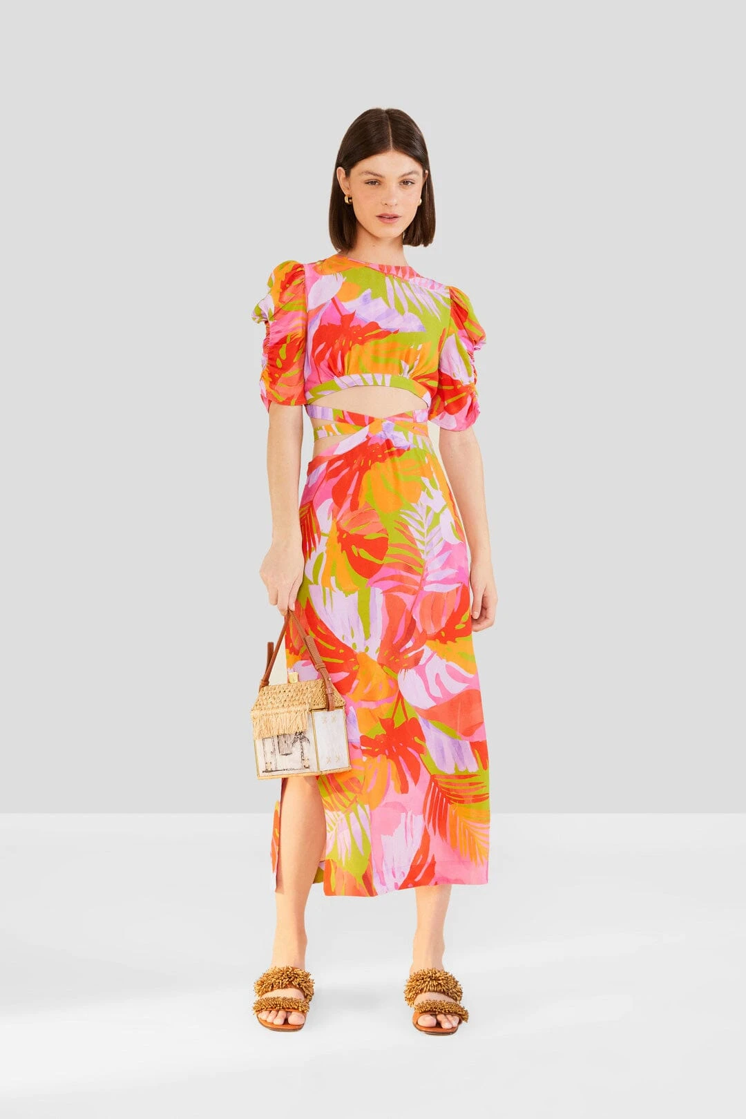 Farm Rio Colorful Leaves Midi Dress 4 Farm Rio Colorful Leaves Midi Dress - Image 4