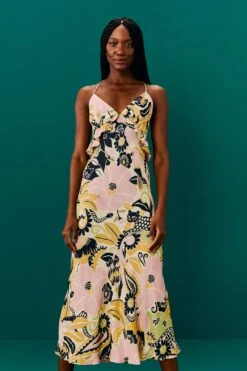 Farm Rio Sand Vintage Forest Lenzing™ Ecovero™ Viscose Midi Dress