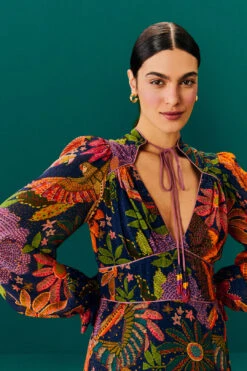 Farm Rio Navy Cool Macaw Midi Dress -Farm Rio Shoop 303830 03