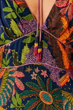 Farm Rio Navy Cool Macaw Midi Dress -Farm Rio Shoop 303830 05