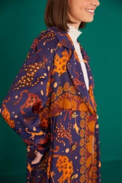 Farm Rio Navy Animal Sky Trench Coat -Farm Rio Shoop 303838 04