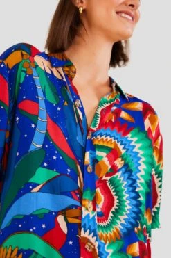 Farm Rio Mixed Blue Prints Unisex Shirt -Farm Rio Shoop 303855 03