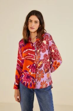Farm Rio Lilac Mixed Prints Shirt -Farm Rio Shoop 303859 03