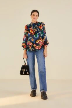 Farm Rio Black Chevron Forest Blouse -Farm Rio Shoop 303898 02