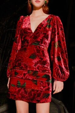 Farm Rio Red Shiny Flowers Mini Dress -Farm Rio Shoop 303911 01