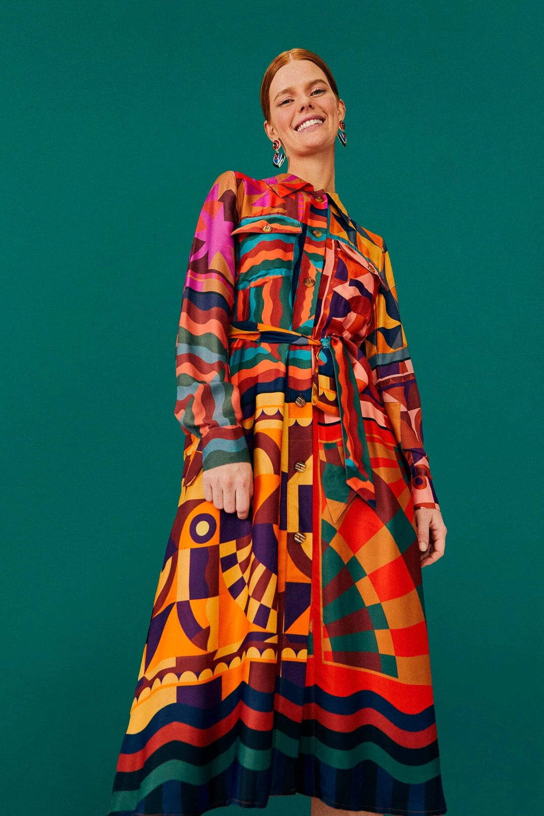 Farm Rio Graphic Scarves Shirtdress 1 Farm Rio Graphic Scarves Shirtdress