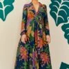 Farm Rio Navy Cool Macaw Maxi Dress