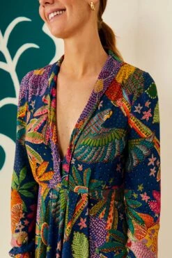 Farm Rio Navy Cool Macaw Maxi Dress 8 Farm Rio Navy Cool Macaw Maxi Dress -Farm Rio Shoop 303923 03