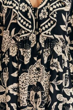 Farm Rio Black Graphic Floral Mini Dress -Farm Rio Shoop 303926 05