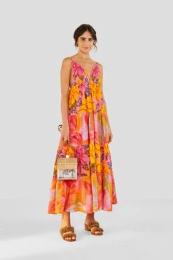 Farm Rio Mixed Pink Prints Maxi Dress