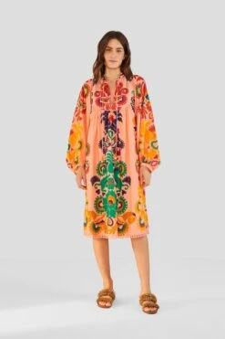 Farm Rio Peach Amulet Midi Dress -Farm Rio Shoop 303983 04