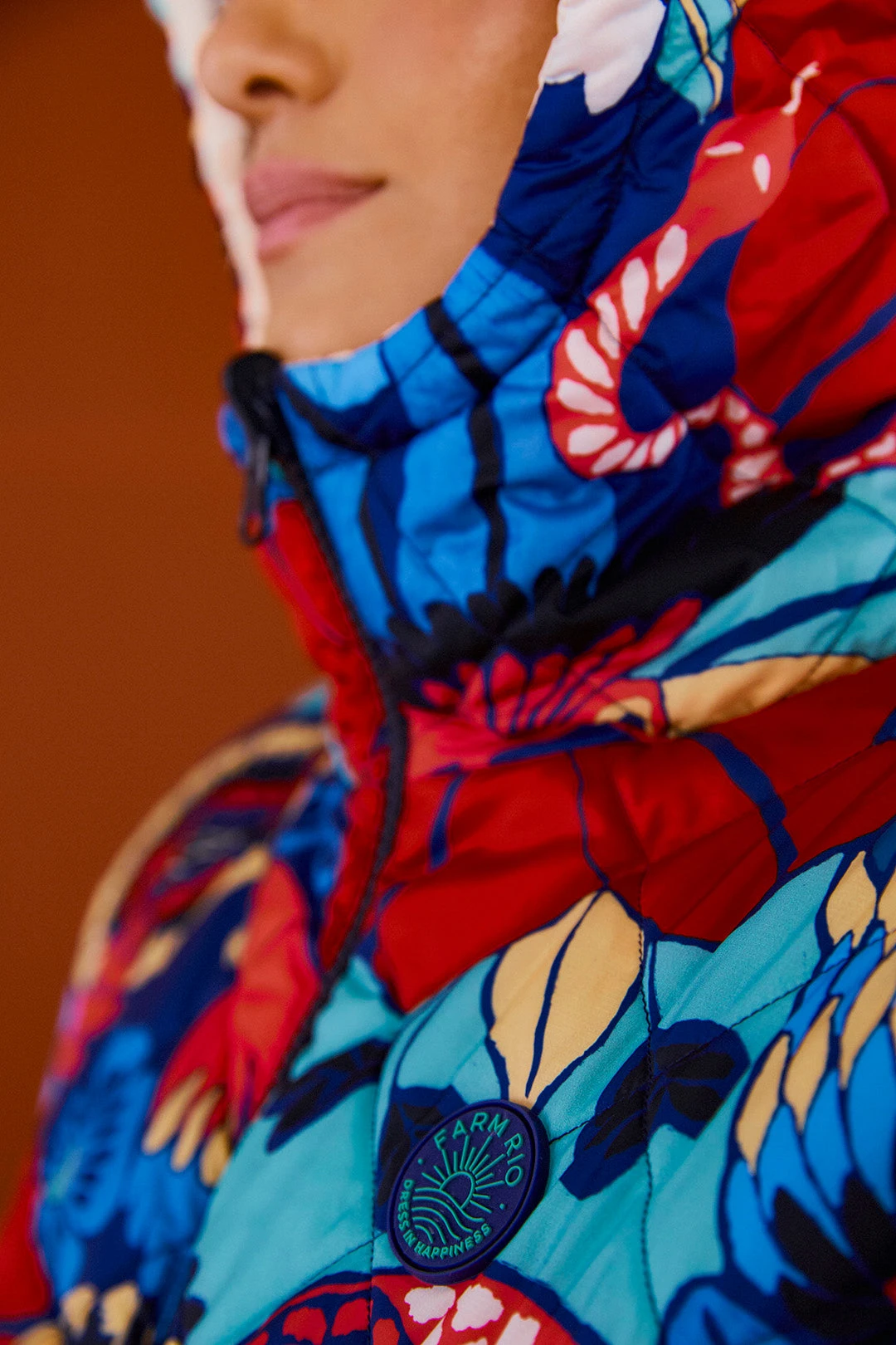 Farm Rio Black Graphic Floral Reversible Puffer Jacket 4 Farm Rio Black Graphic Floral Reversible Puffer Jacket - Image 4