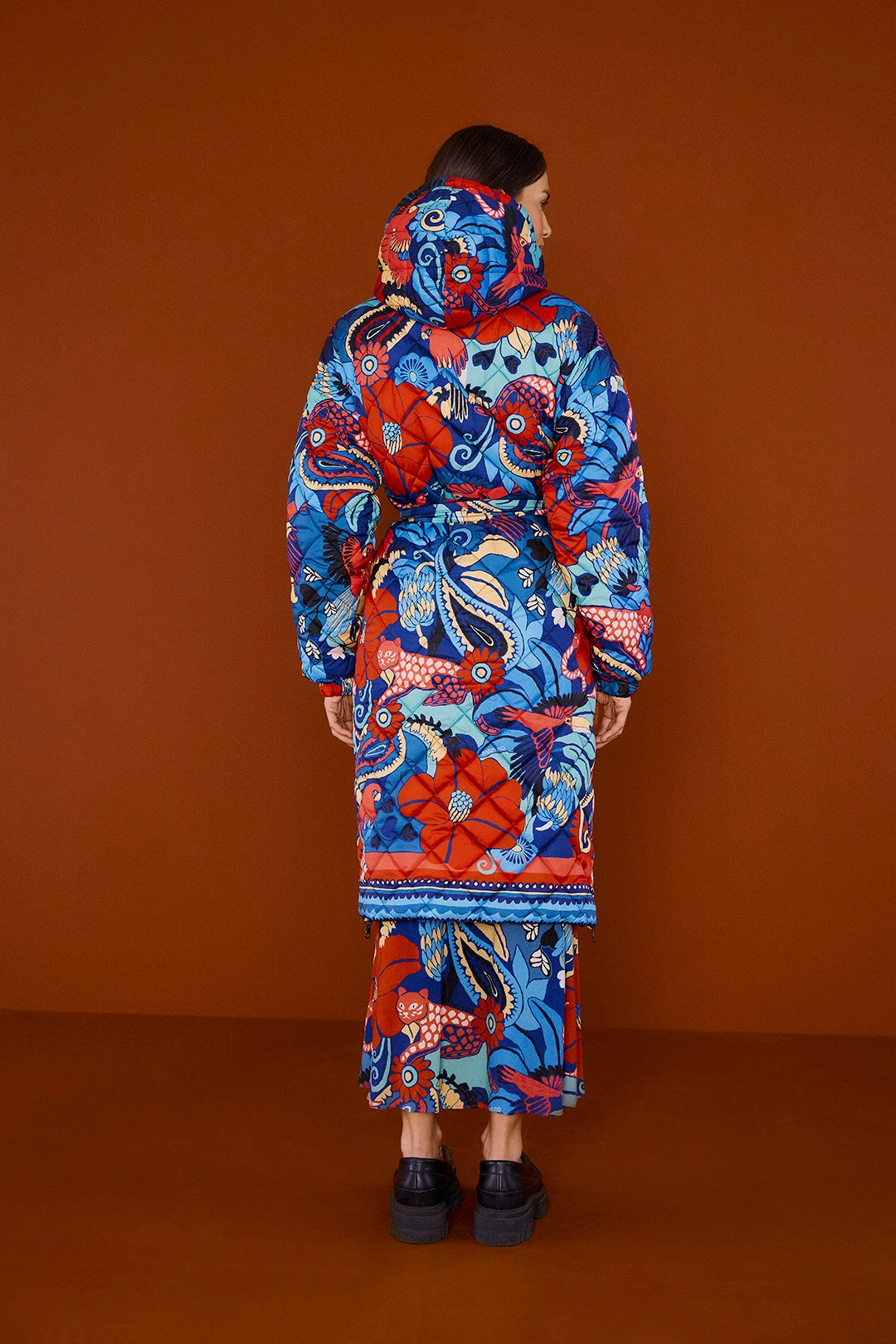 Farm Rio Black Graphic Floral Reversible Puffer Jacket 5 Farm Rio Black Graphic Floral Reversible Puffer Jacket - Image 5