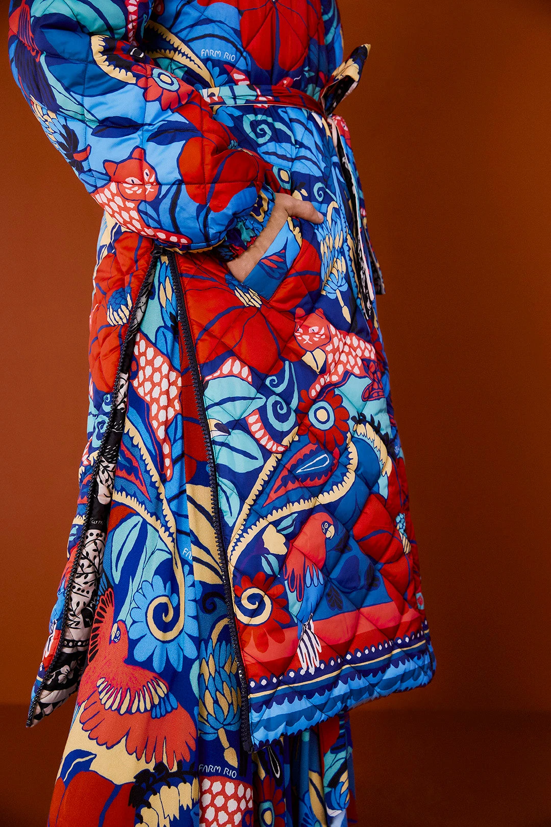 Farm Rio Black Graphic Floral Reversible Puffer Jacket 6 Farm Rio Black Graphic Floral Reversible Puffer Jacket - Image 6