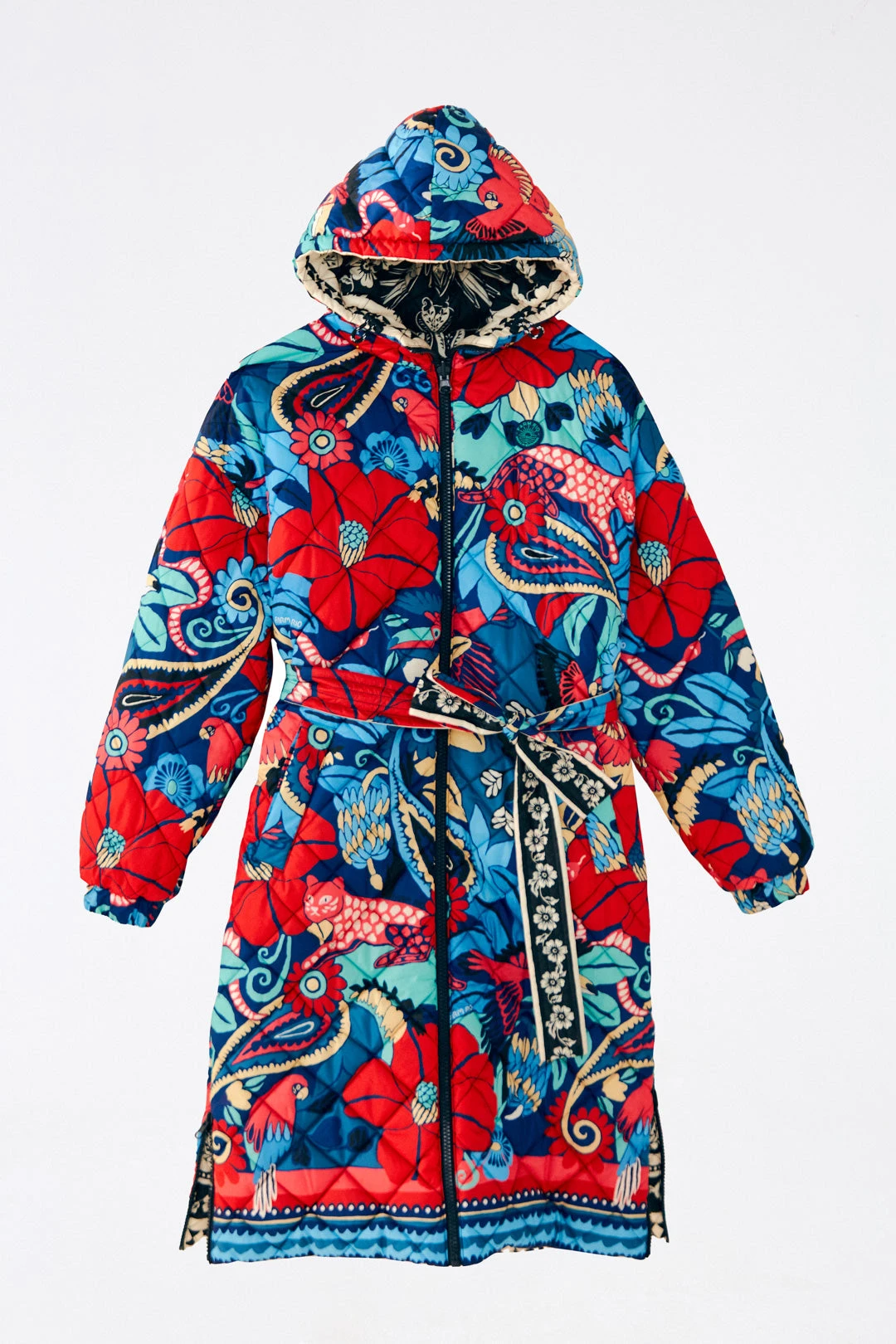 Farm Rio Black Graphic Floral Reversible Puffer Jacket 8 Farm Rio Black Graphic Floral Reversible Puffer Jacket - Image 8