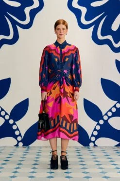 Farm Rio Graphic Scarves Lenzing™ Ecovero™ Viscose Midi Dress -Farm Rio Shoop 304157 02