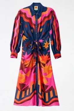 Farm Rio Graphic Scarves Lenzing™ Ecovero™ Viscose Midi Dress -Farm Rio Shoop 304157 06