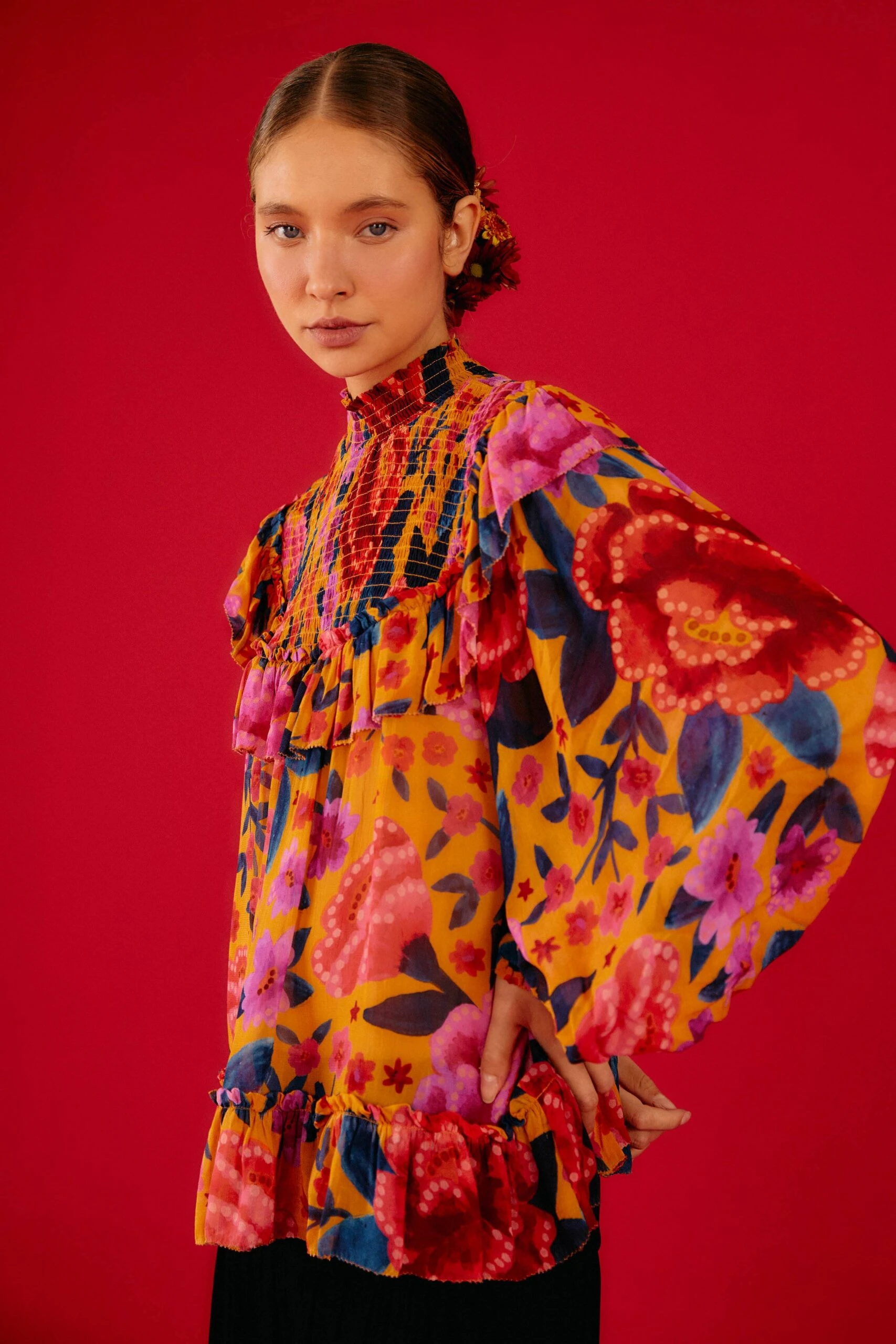 Farm Rio Yellow Floral Dream Blouse 1 Farm Rio Yellow Floral Dream Blouse