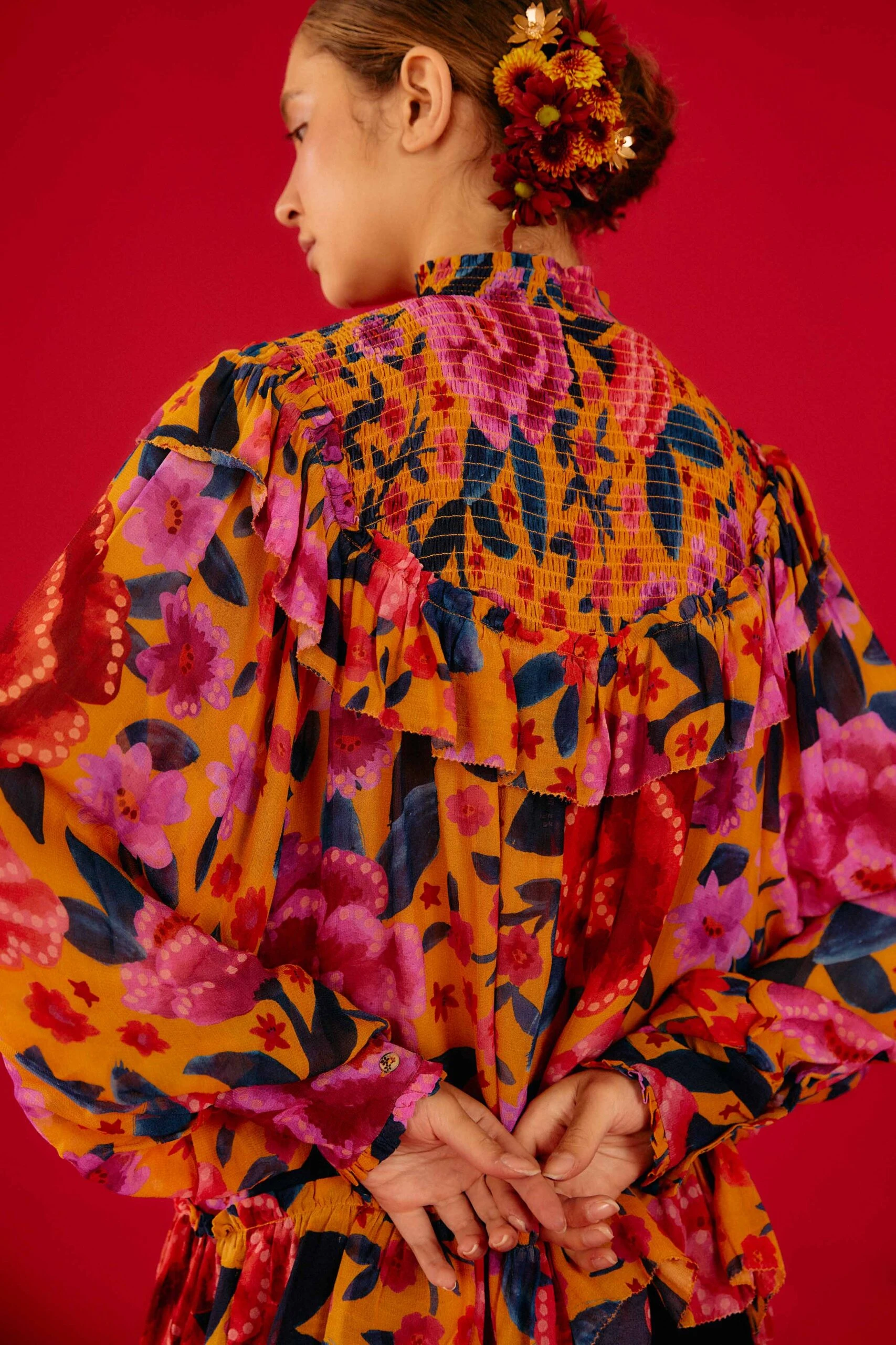 Farm Rio Yellow Floral Dream Blouse 2 Farm Rio Yellow Floral Dream Blouse - Image 2