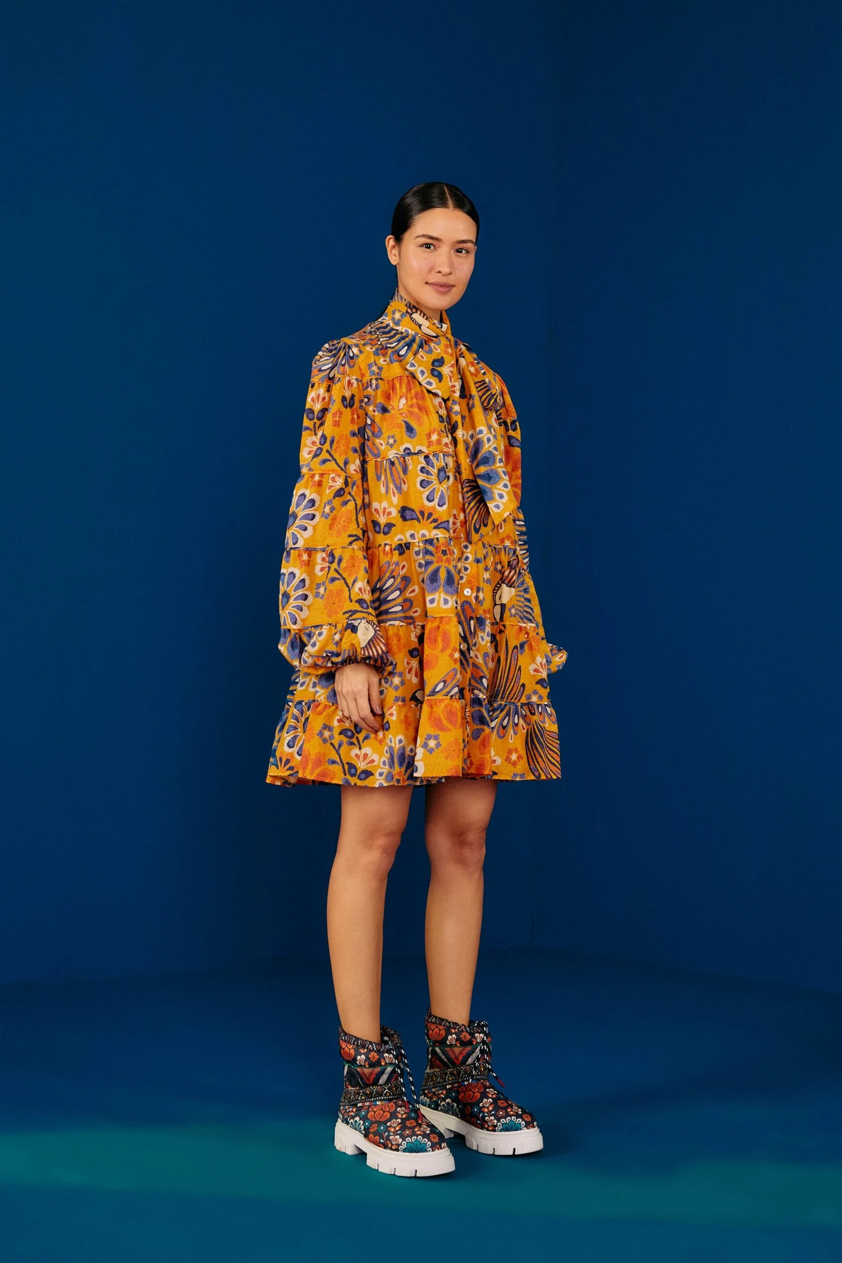 Farm Rio Yellow Pineapple Flowers Mini Dress 2 Farm Rio Yellow Pineapple Flowers Mini Dress - Image 2