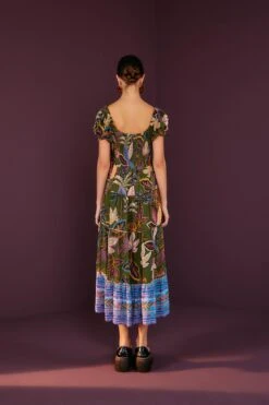 Farm Rio Green Wild Jungle Corset Midi Dress -Farm Rio Shoop 304591 02