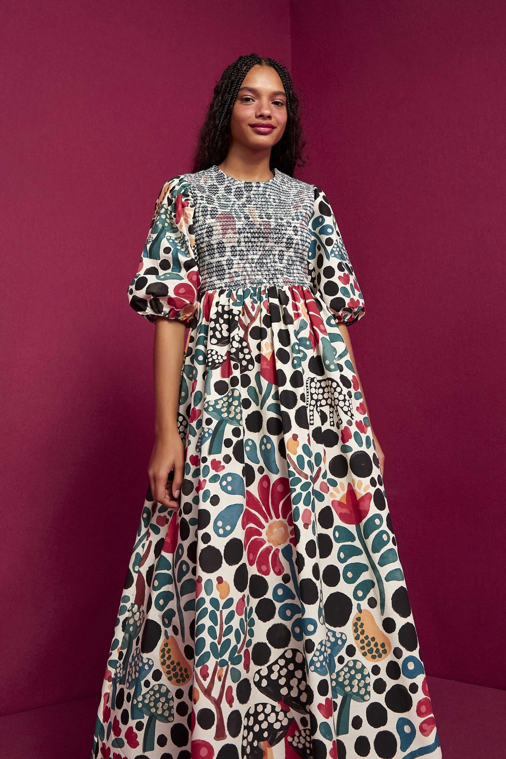 Farm Rio Mushroom Forest Organic Cotton Midi Dress 1 Farm Rio Mushroom Forest Organic Cotton Midi Dress