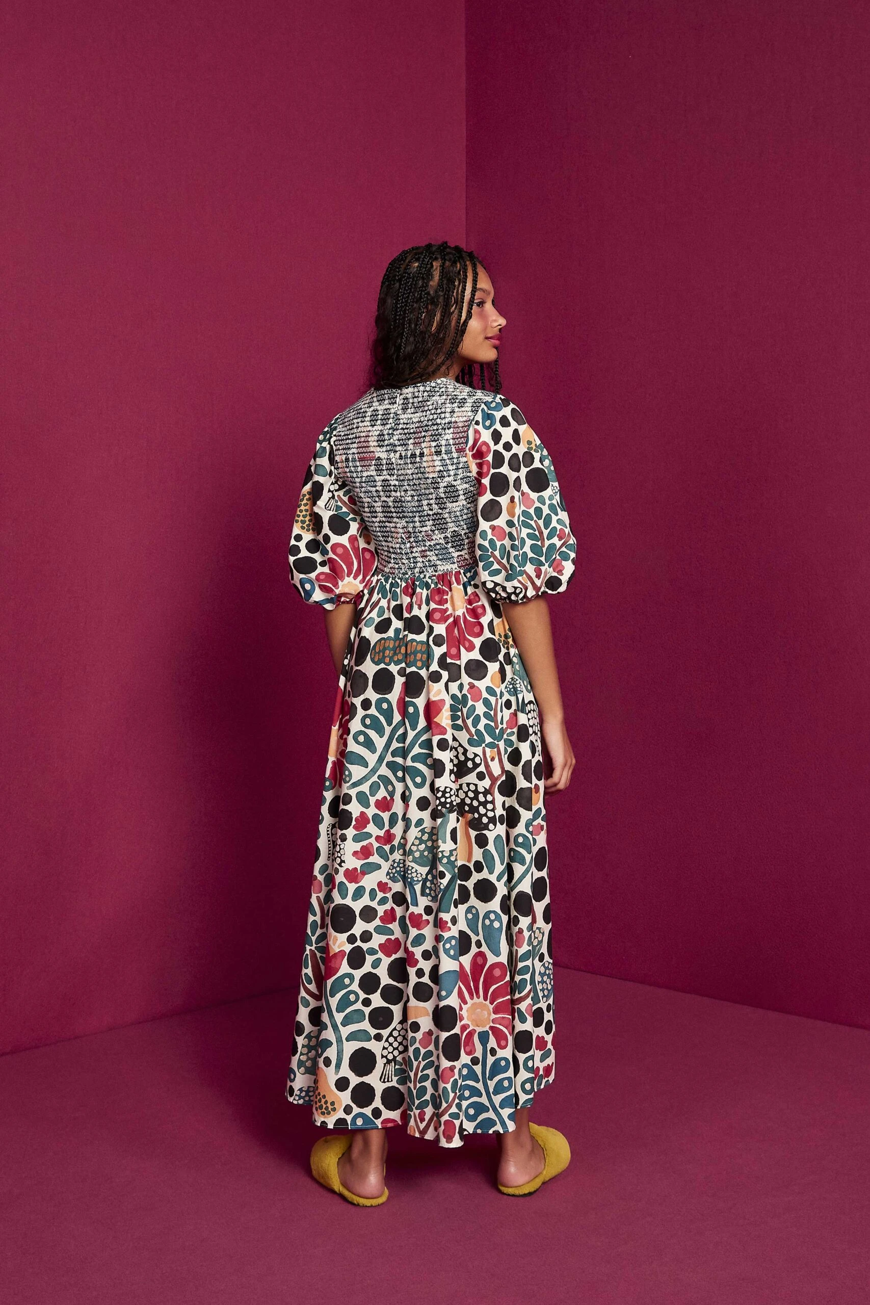 Farm Rio Mushroom Forest Organic Cotton Midi Dress 2 Farm Rio Mushroom Forest Organic Cotton Midi Dress - Image 2