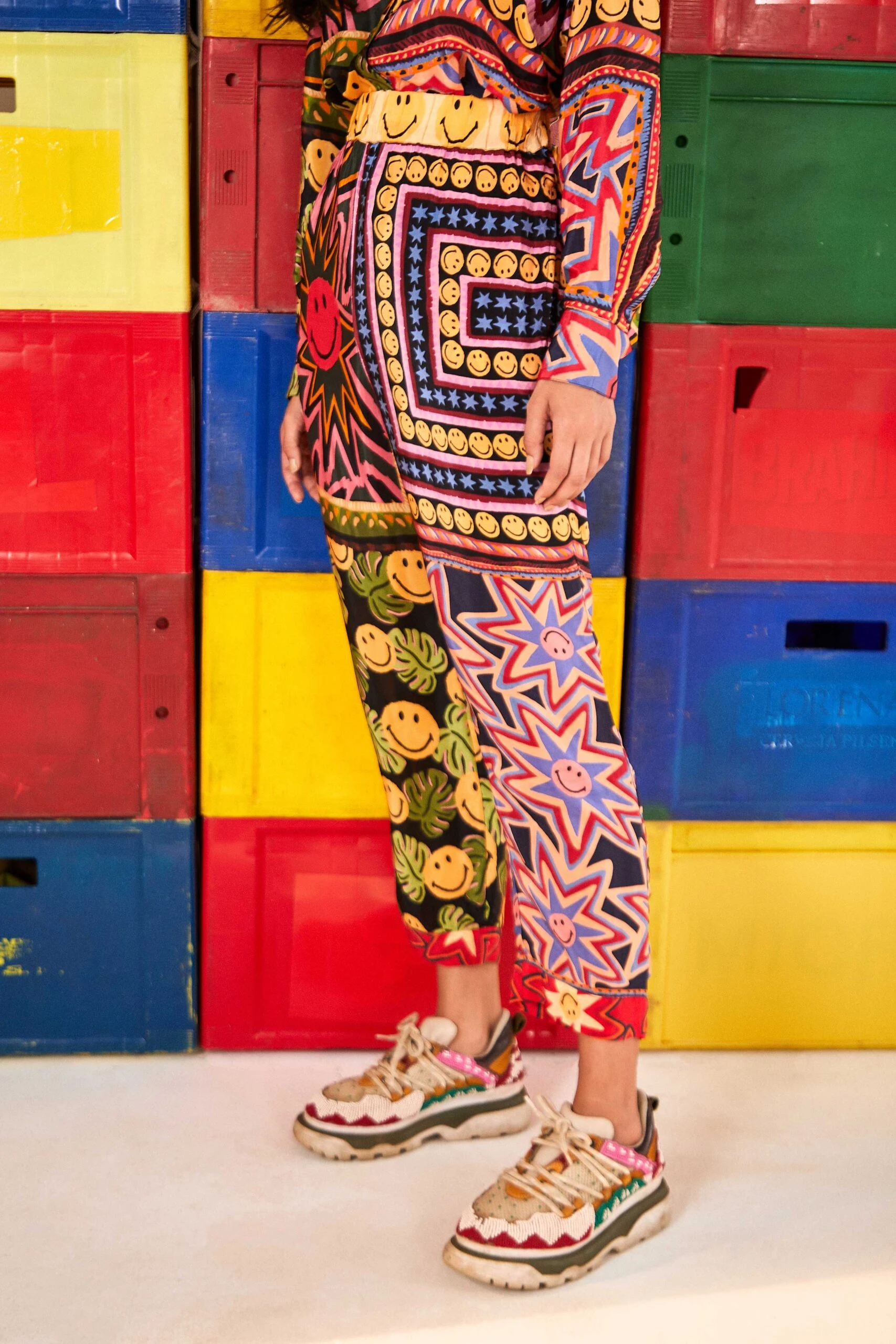 Farm Rio Patchwork Tapestry Smiley® Pants 1 Farm Rio Patchwork Tapestry Smiley® Pants