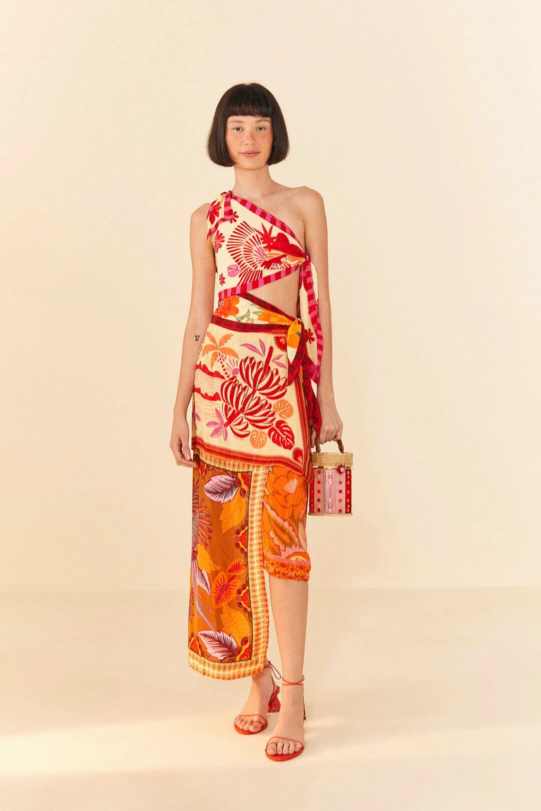 Farm Rio Forest Mixed Scarves Midi Dress 1 Farm Rio Forest Mixed Scarves Midi Dress