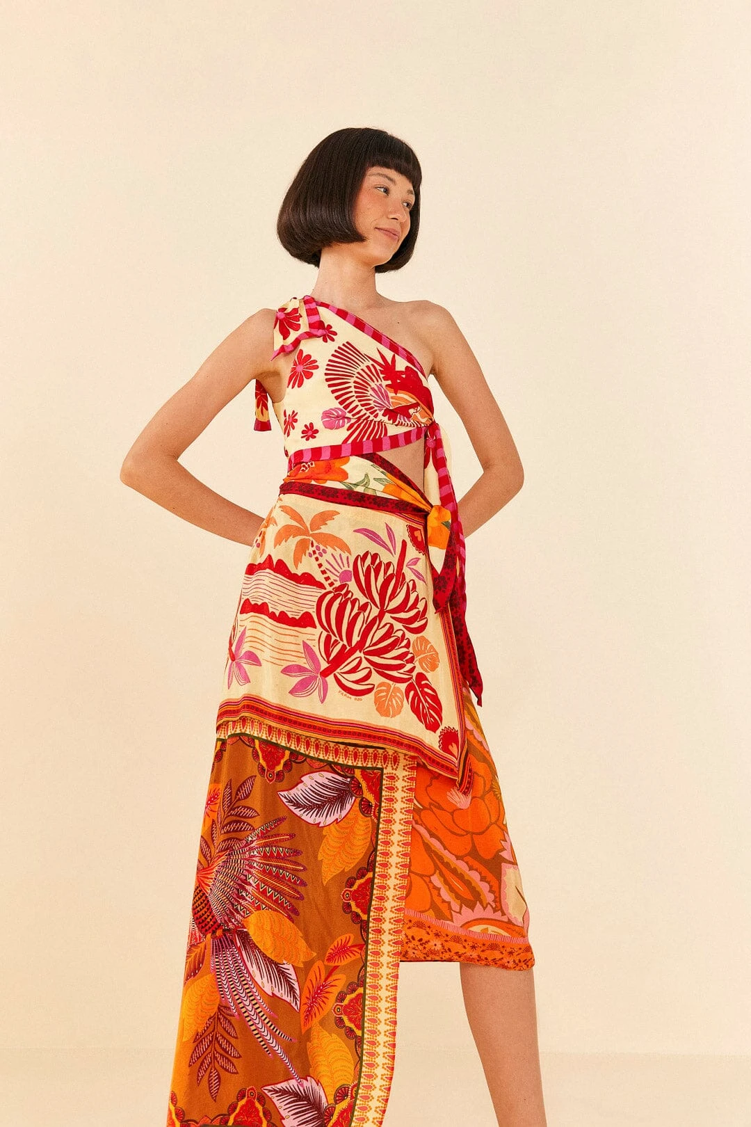 Farm Rio Forest Mixed Scarves Midi Dress 2 Farm Rio Forest Mixed Scarves Midi Dress - Image 2